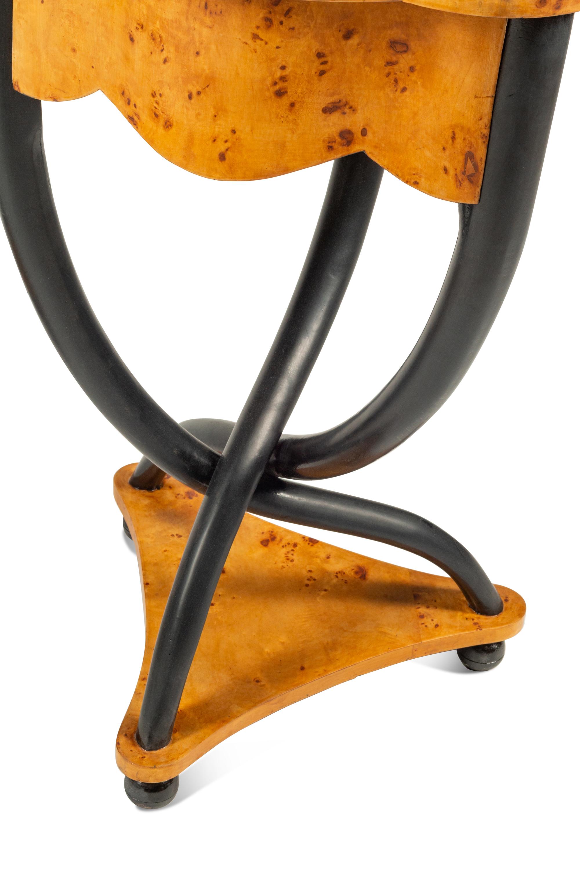 A Pair of Biedermeier Style Part-Ebonized Burlwood Side Tables