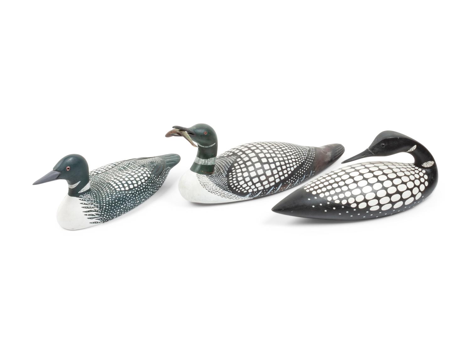 Six Carved and Polychrome Painted Loon Decoys