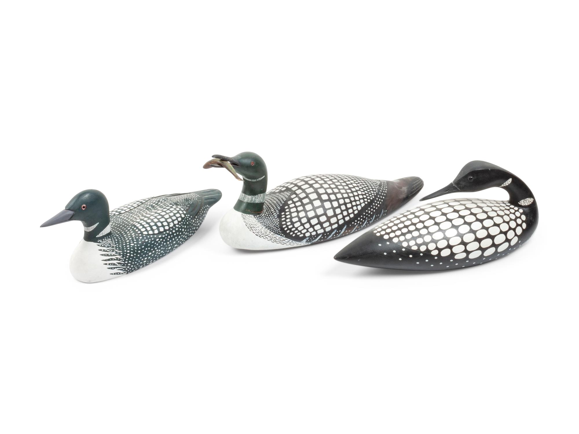 Six Carved and Polychrome Painted Loon Decoys