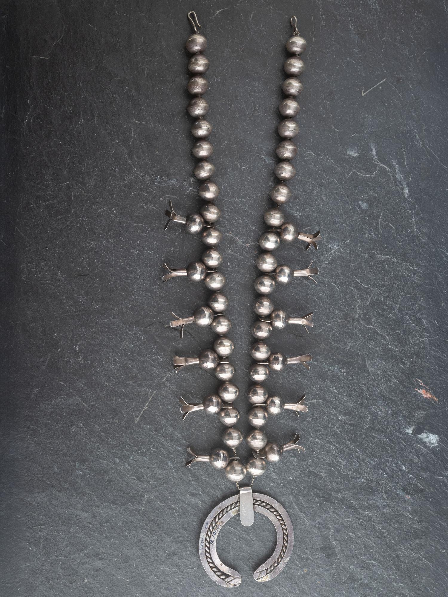 Navajo Silver Squash Blossom Necklace