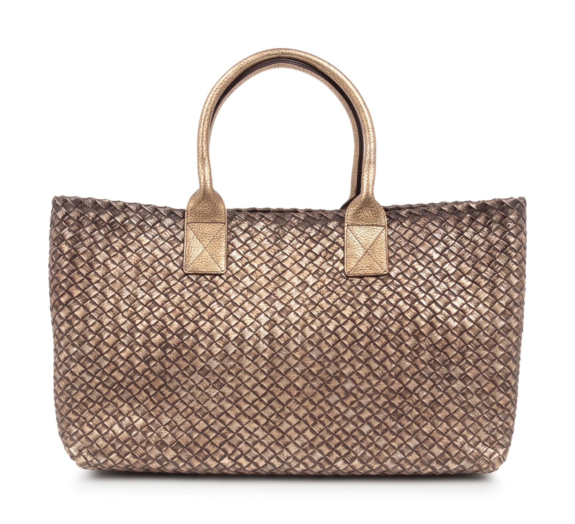 Bottega Veneta Limited Edition Metallic Intrecciato Leather Cabat Tote, c.2008