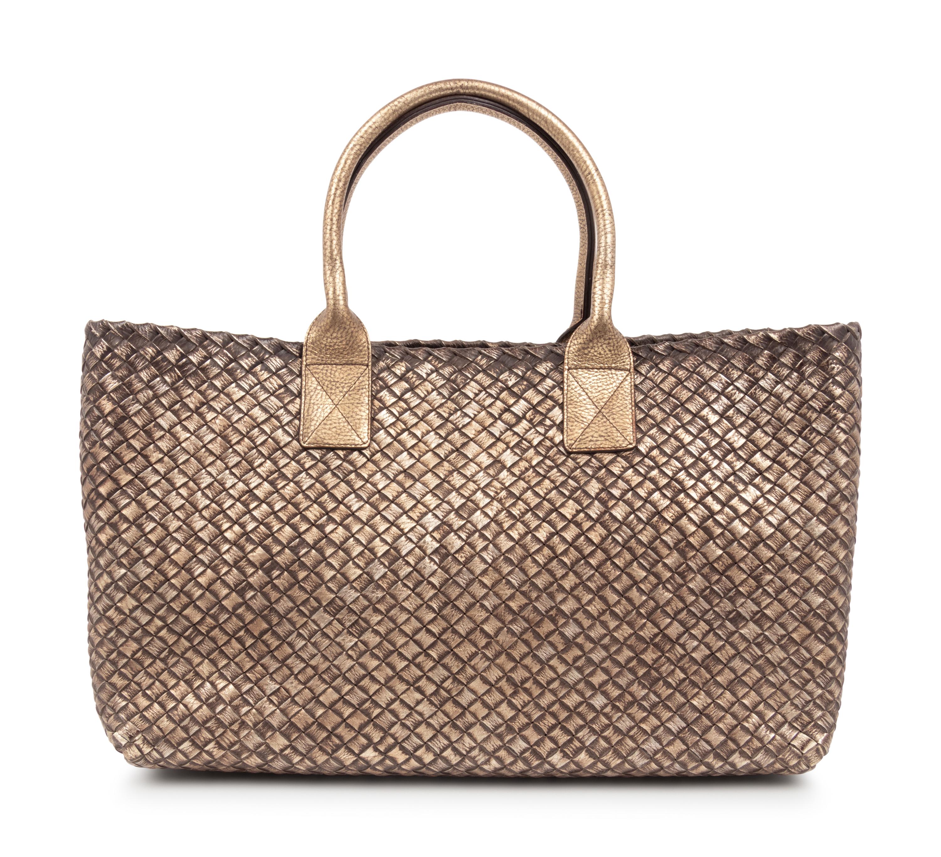 Bottega Veneta Limited Edition Metallic Intrecciato Leather Cabat Tote, c.2008