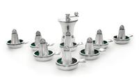 A Group of Danish Silver Table Articles, Georg Jensen Silversmithy, Copenhagen, 1945-77, comprising eight casters in the Acorn pattern,