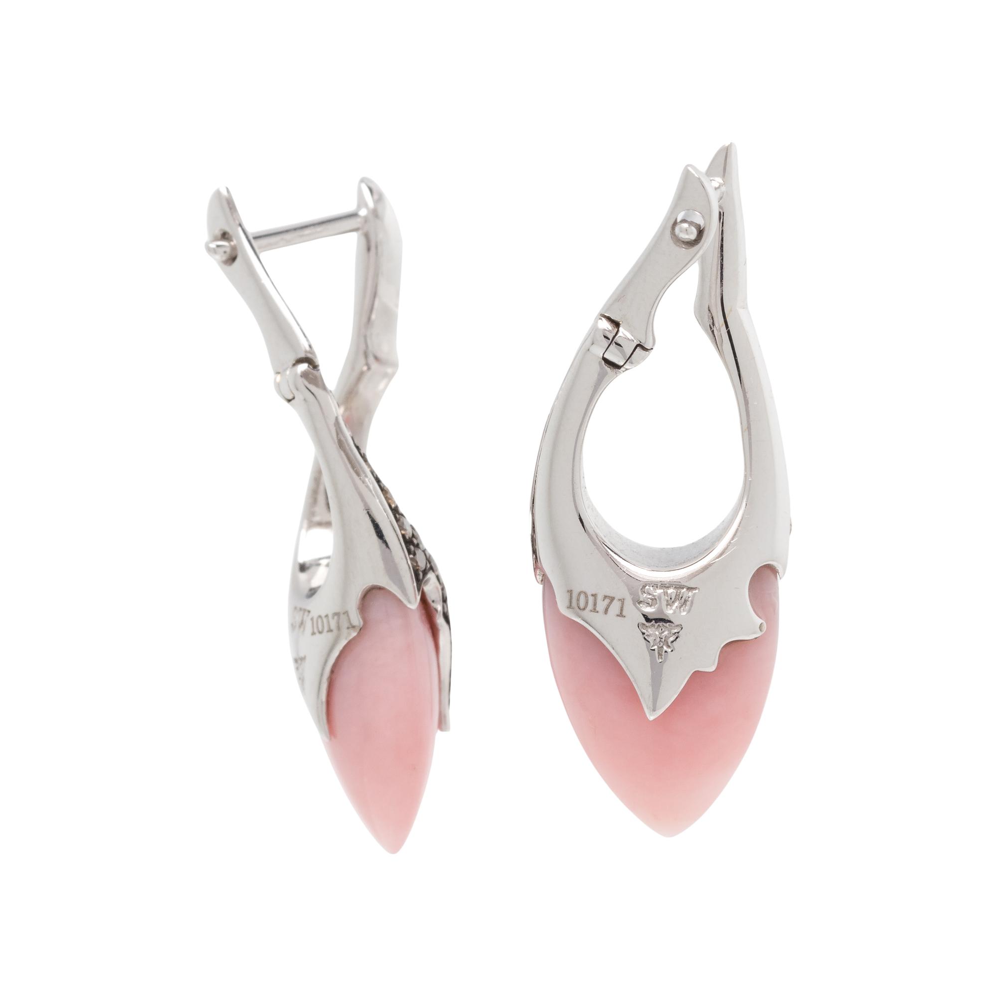 STEPHEN WEBSTER, PINK OPAL, DIAMOND AND COLORED DIAMOND EARRINGS