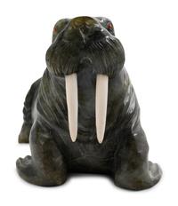An Inuit Carved Stone Figure of a Walrus