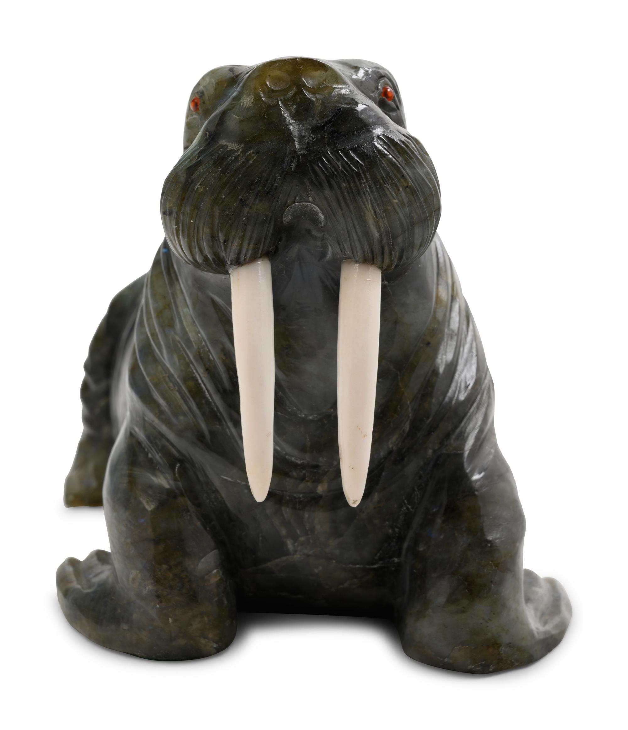 An Inuit Carved Stone Figure of a Walrus