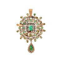 EMERALD AND DIAMOND PENDANT/BROOCH