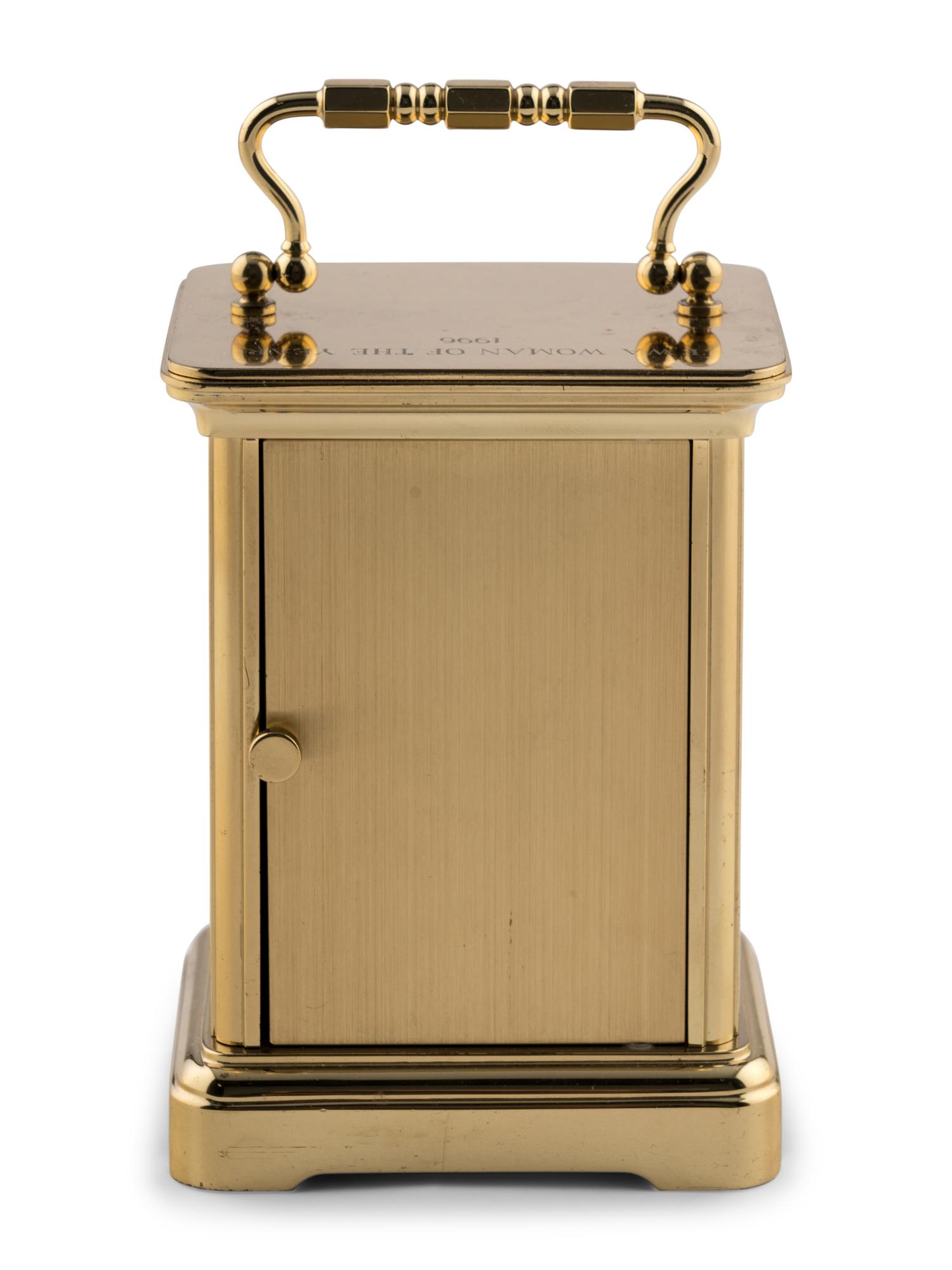 A Tiffany and Co. Brass Presentation Carriage Clock