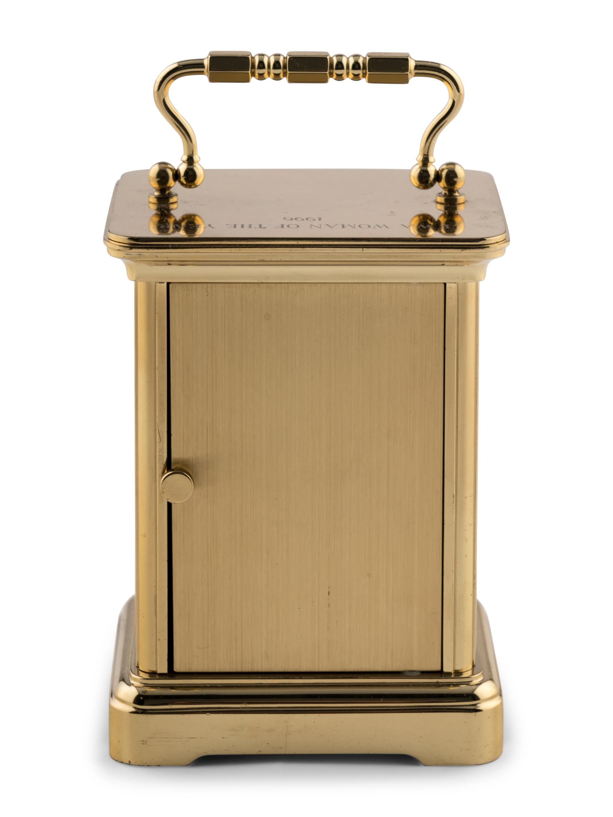 A Tiffany and Co. Brass Presentation Carriage Clock