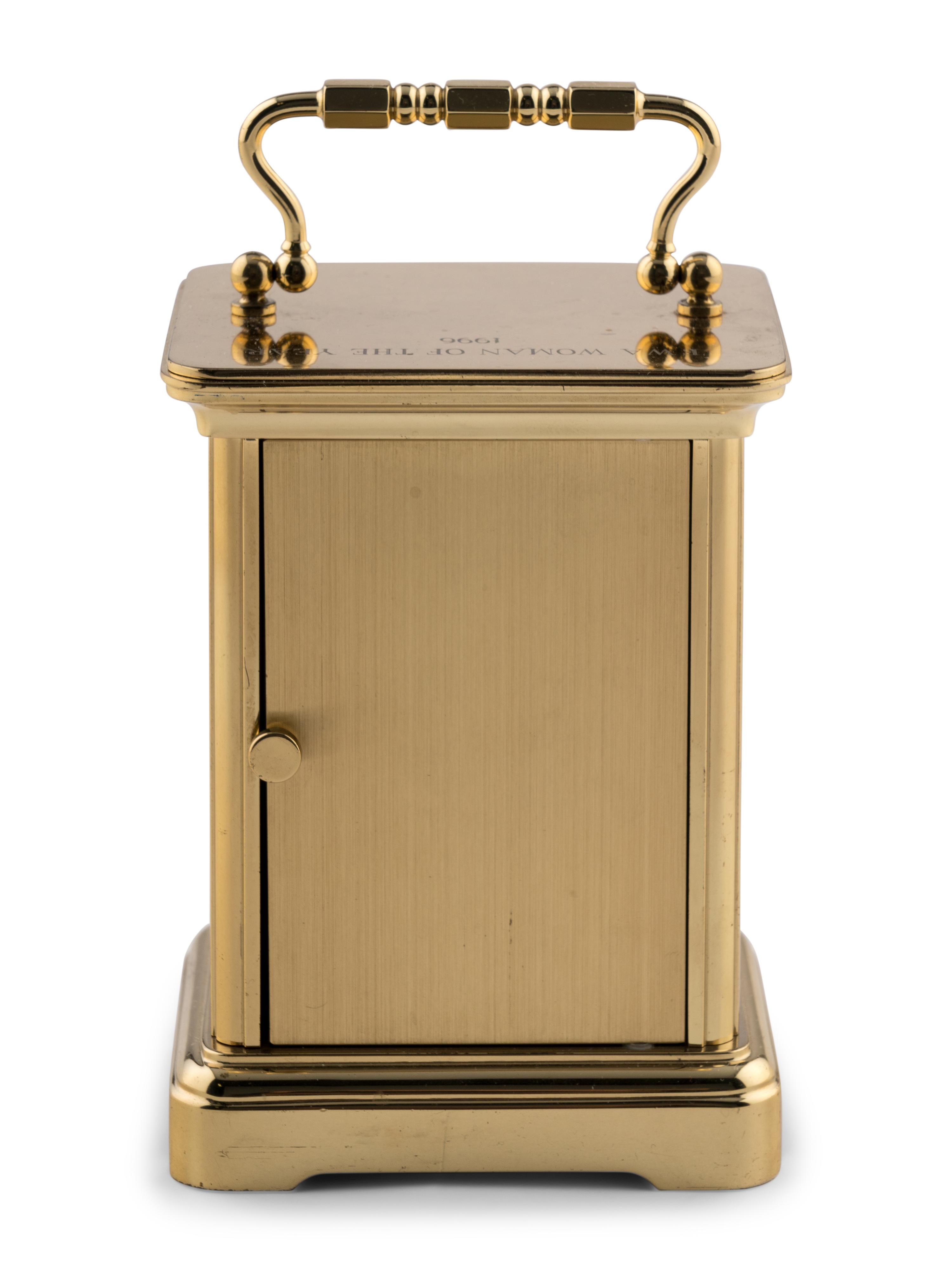 A Tiffany and Co. Brass Presentation Carriage Clock