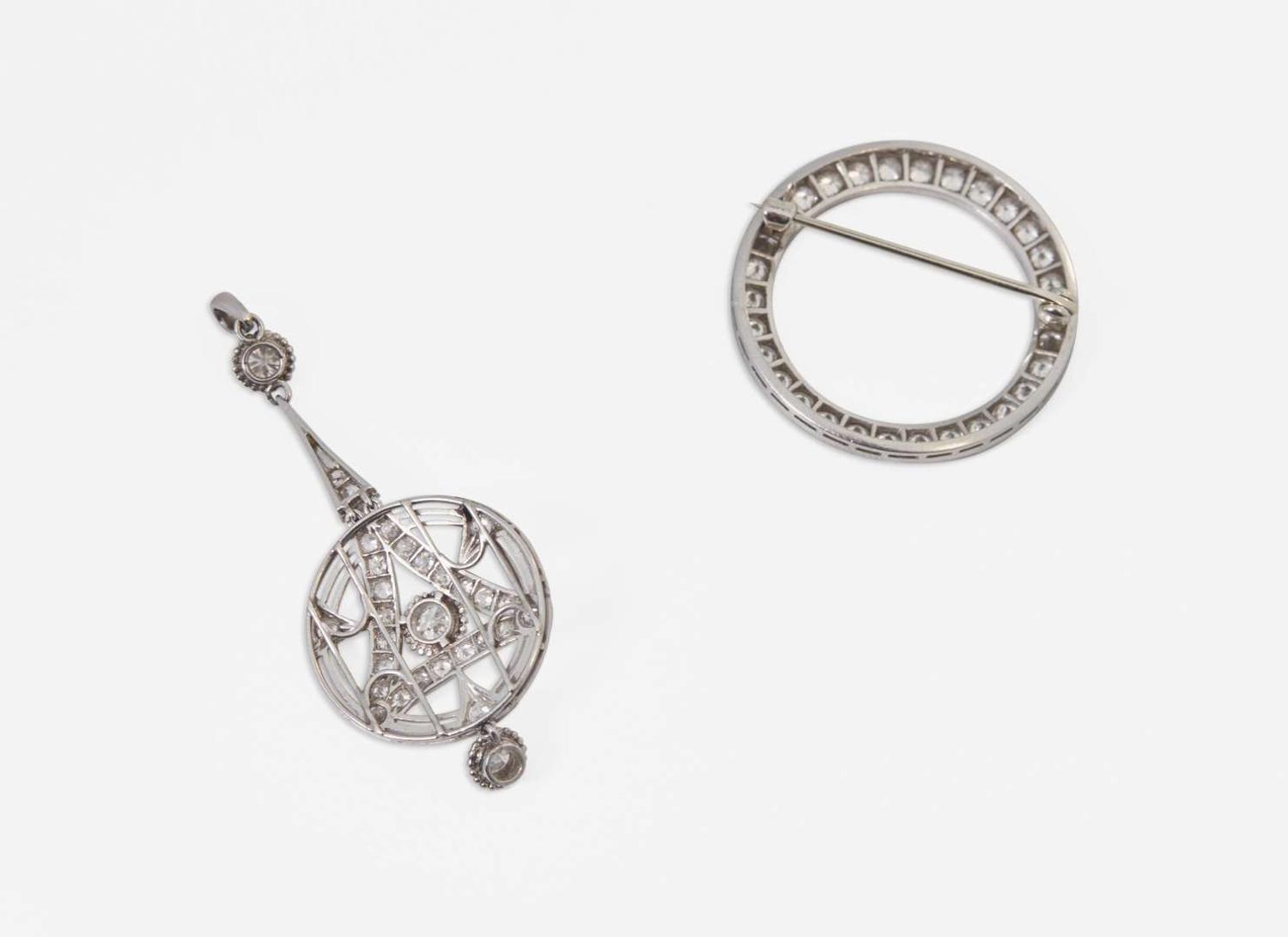 A Pair of Platinum and Diamond Jewelry