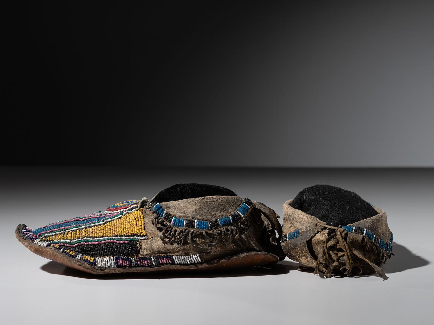 Kiowa Beaded Buffalo Hide Moccasins