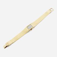 A lady's gold and diamond bracelet wristwatch, Omega