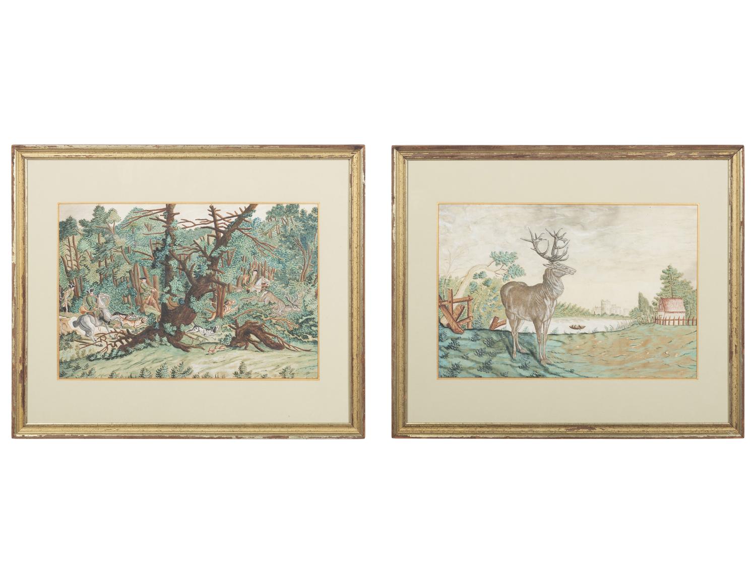 Two English Pin-Prick and Watercolor Pictures