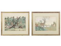 Two English Pin-Prick and Watercolor Pictures