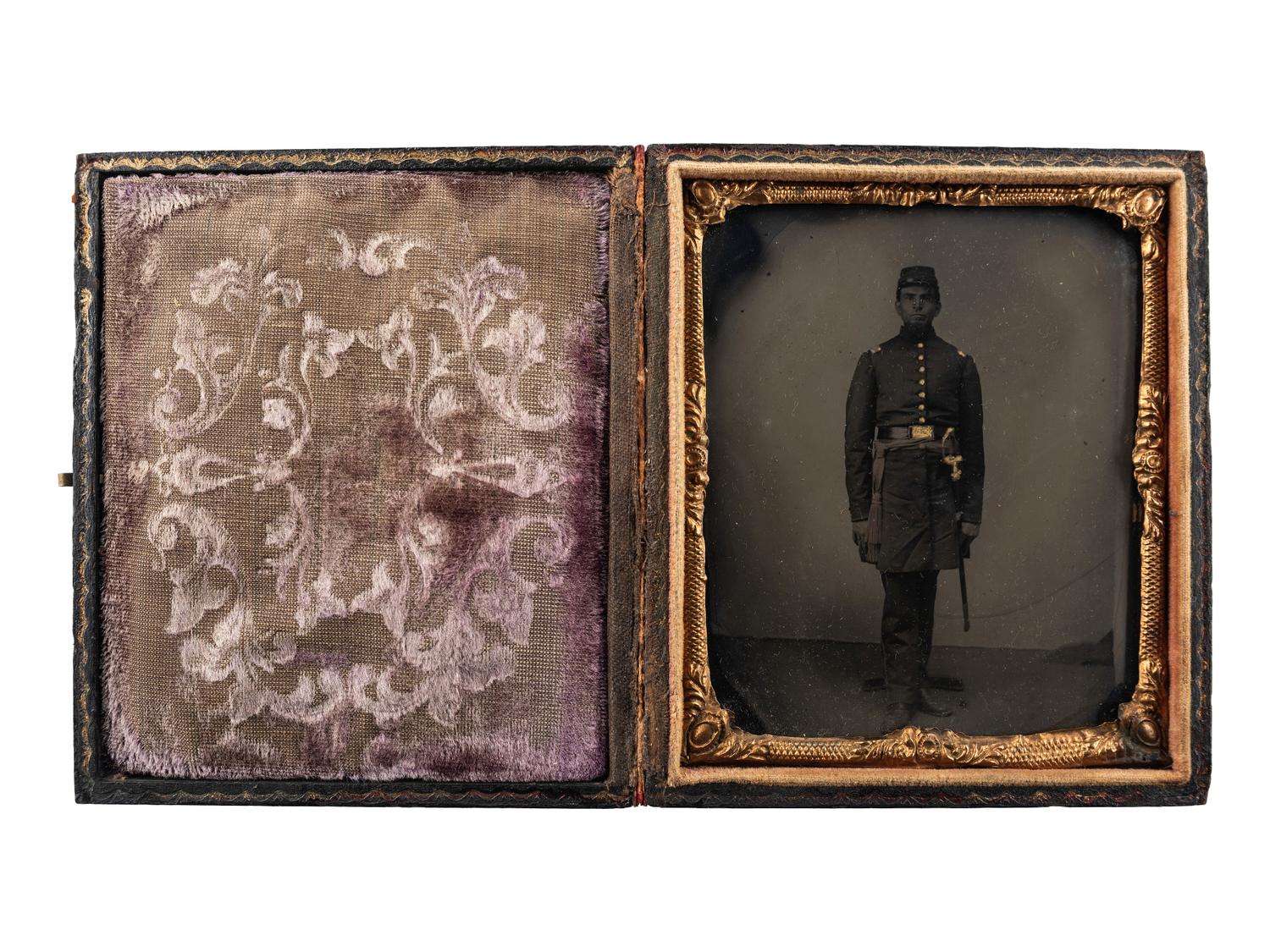 [CIVIL WAR]. Sixth plate tintype of Captain George Foreman, Charlotte, Michigan.