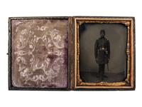 [CIVIL WAR]. Sixth plate tintype of Captain George Foreman, Charlotte, Michigan.