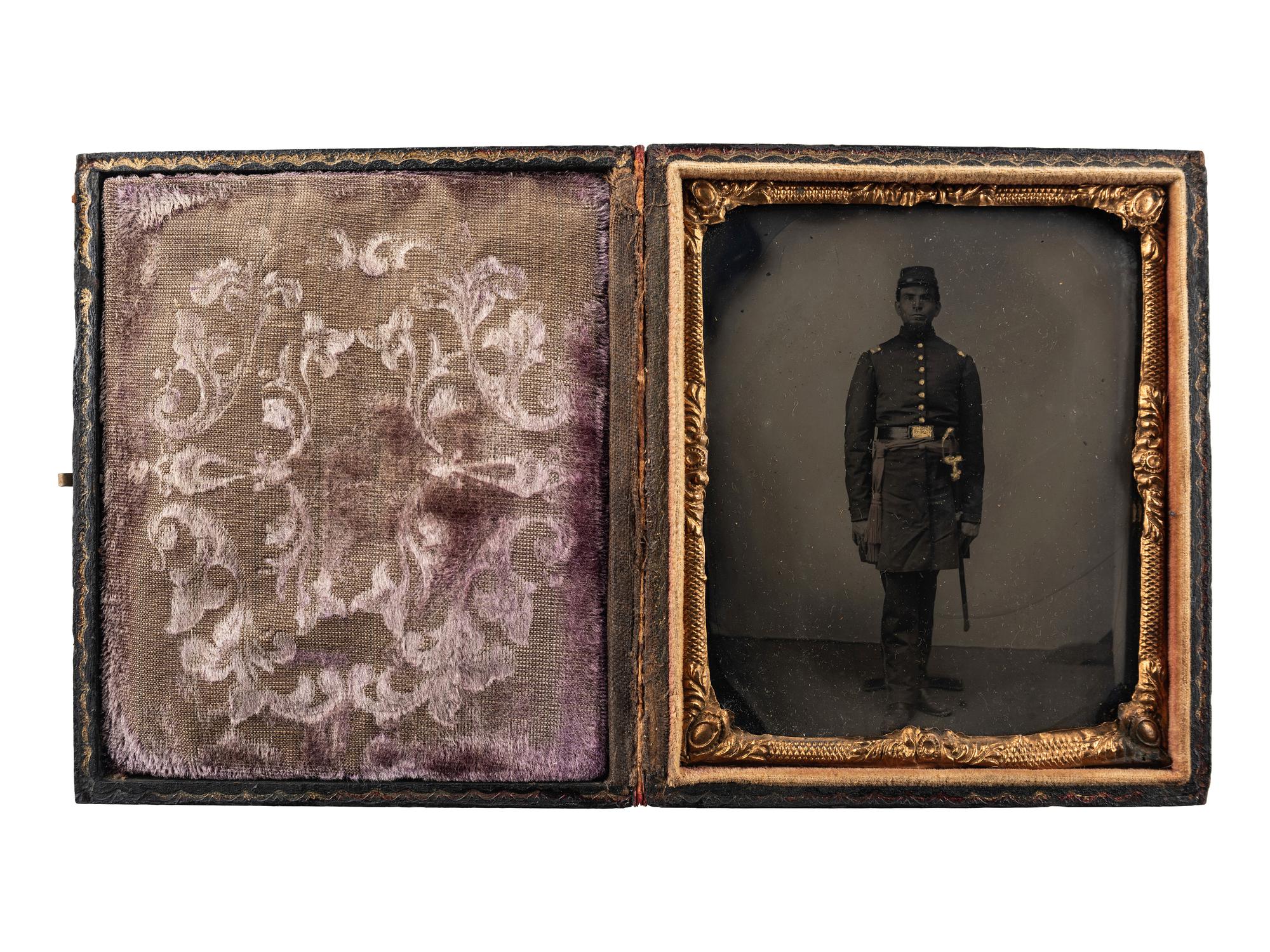 [CIVIL WAR]. Sixth plate tintype of Captain George Foreman, Charlotte, Michigan.