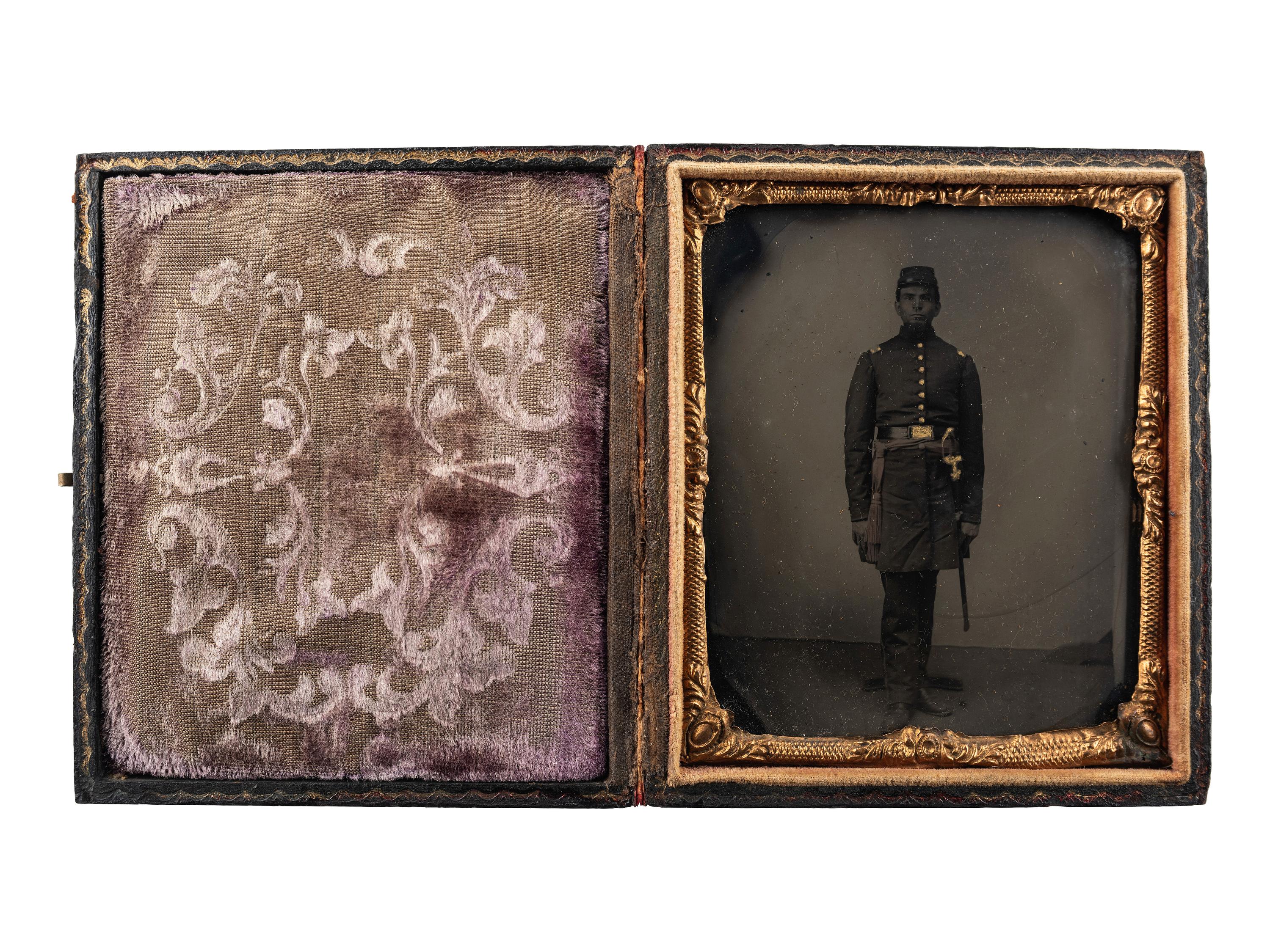 [CIVIL WAR]. Sixth plate tintype of Captain George Foreman, Charlotte, Michigan.