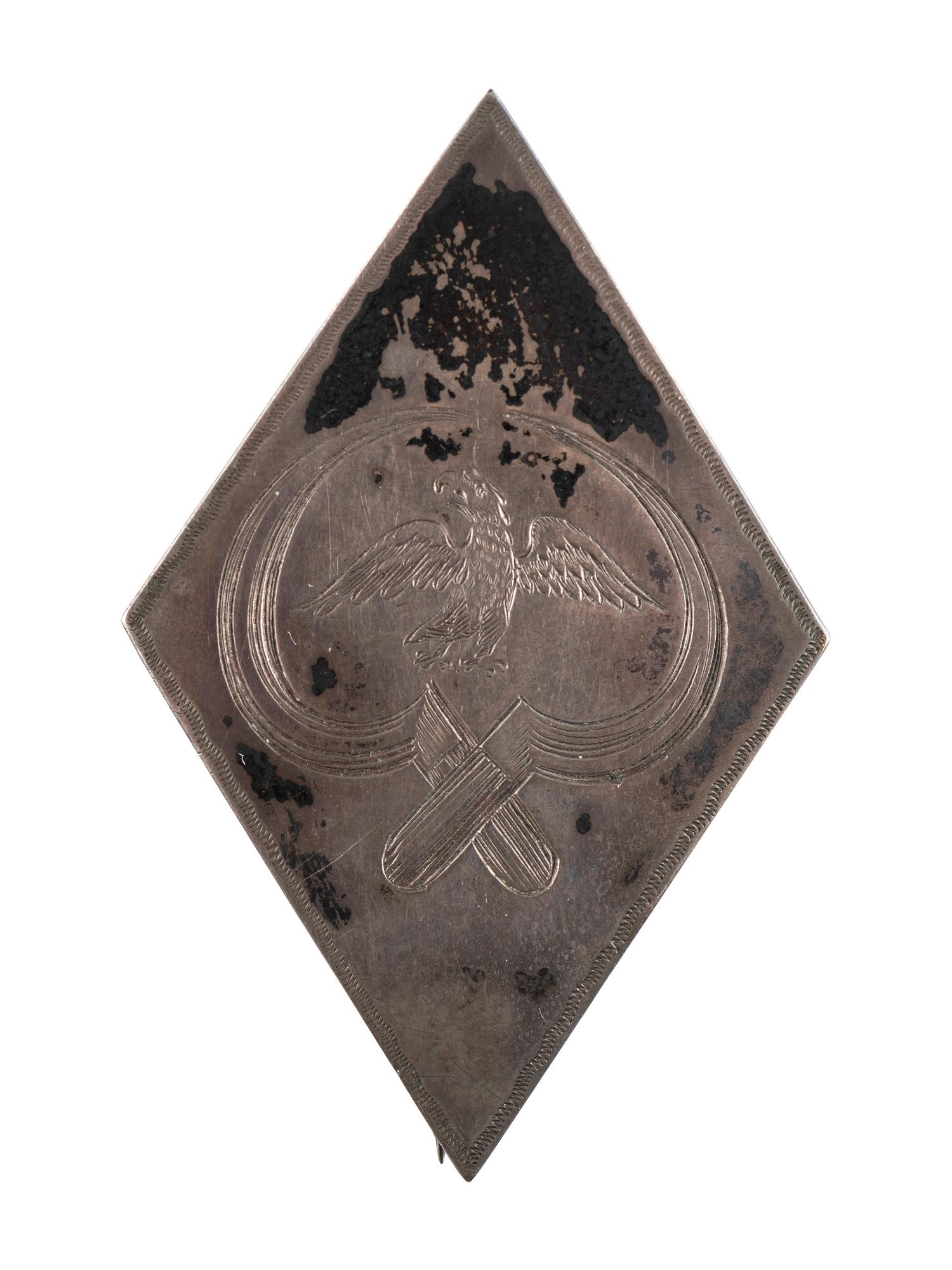 [CIVIL WAR]. Lt. Colonel Thomas Holt, 70th New York Infantry, Sickles' (Excelsior) Brigade exceedingly rare corps badge.