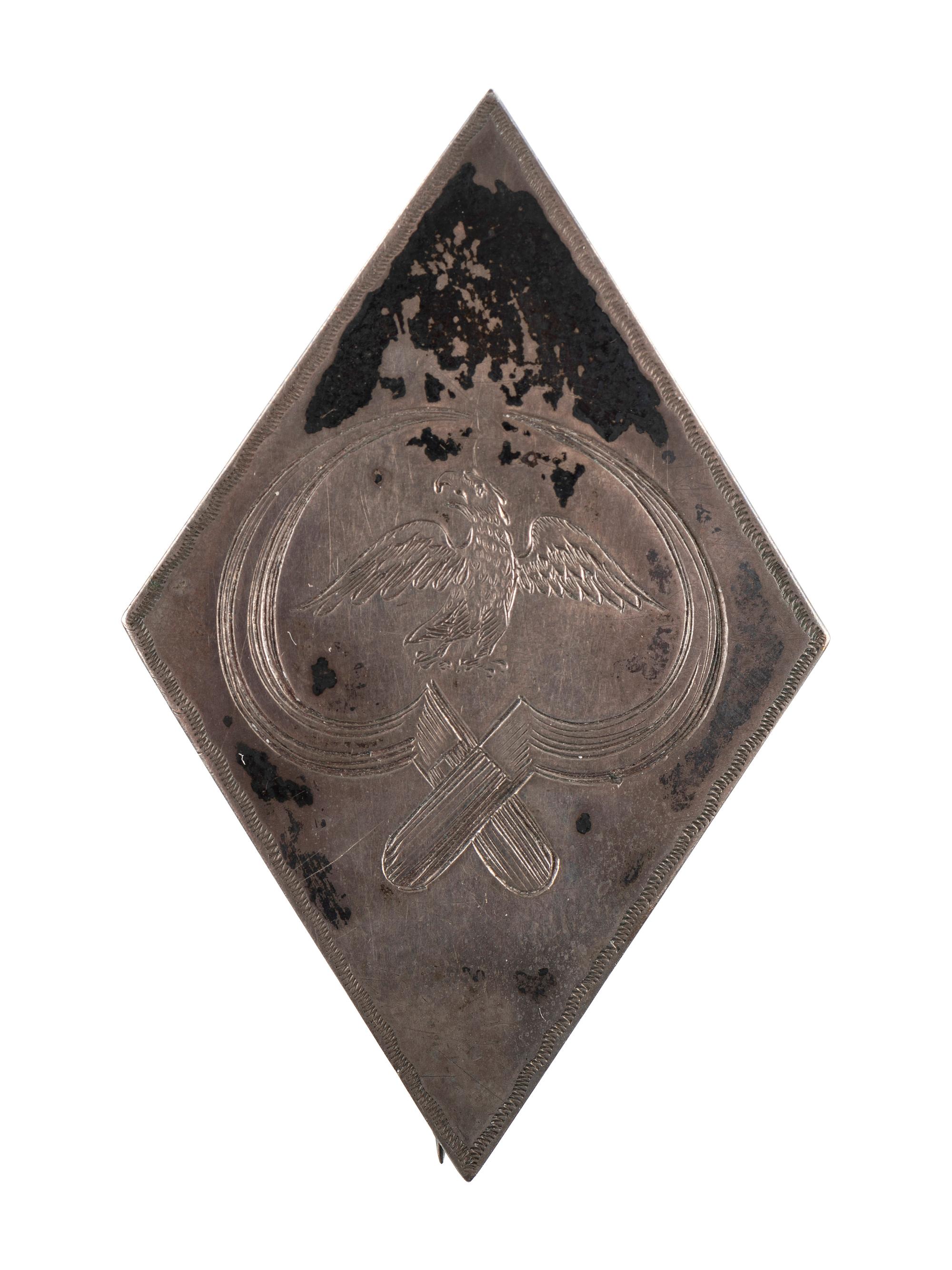 [CIVIL WAR]. Lt. Colonel Thomas Holt, 70th New York Infantry, Sickles' (Excelsior) Brigade exceedingly rare corps badge.