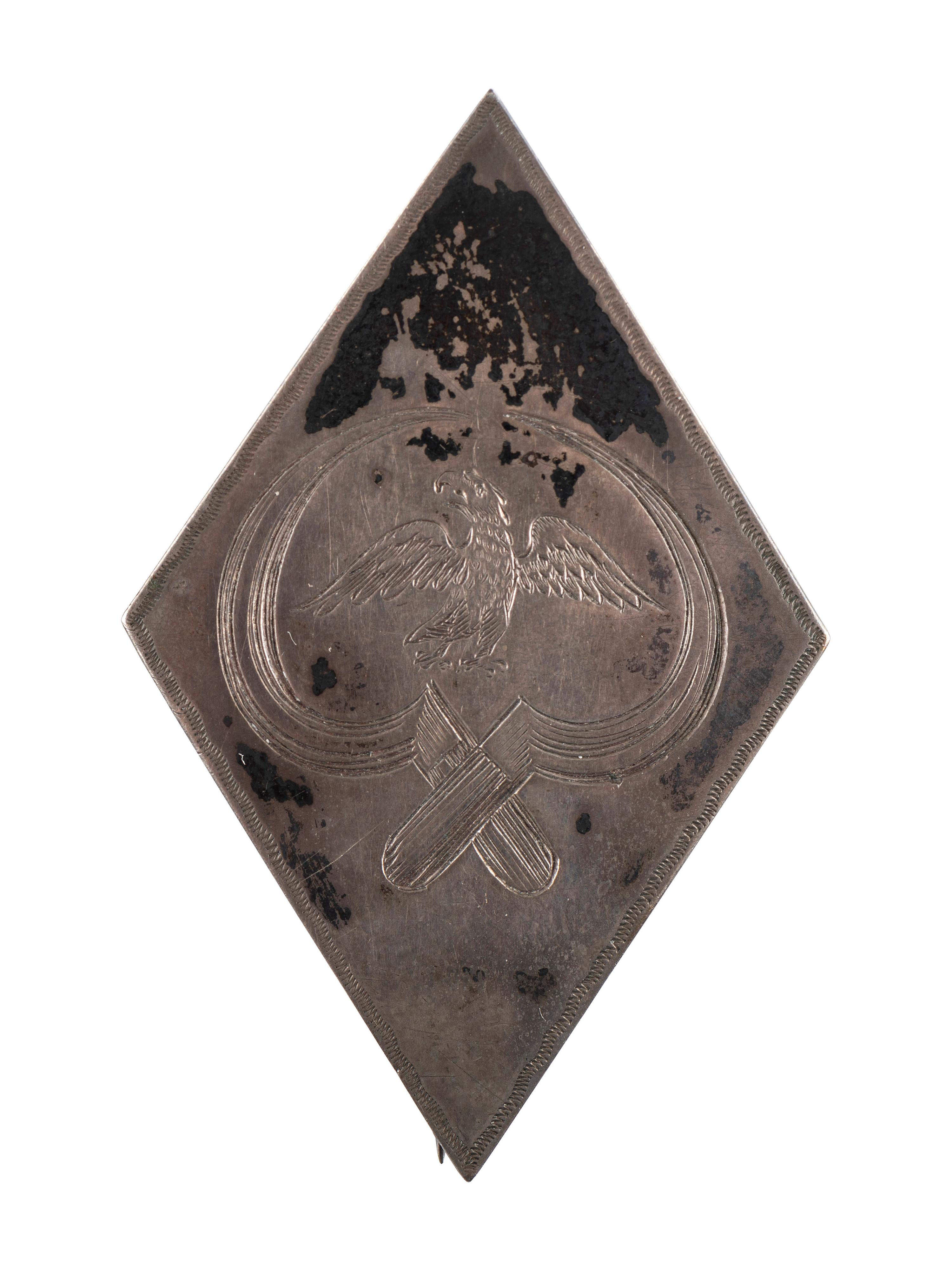 [CIVIL WAR]. Lt. Colonel Thomas Holt, 70th New York Infantry, Sickles' (Excelsior) Brigade exceedingly rare corps badge.