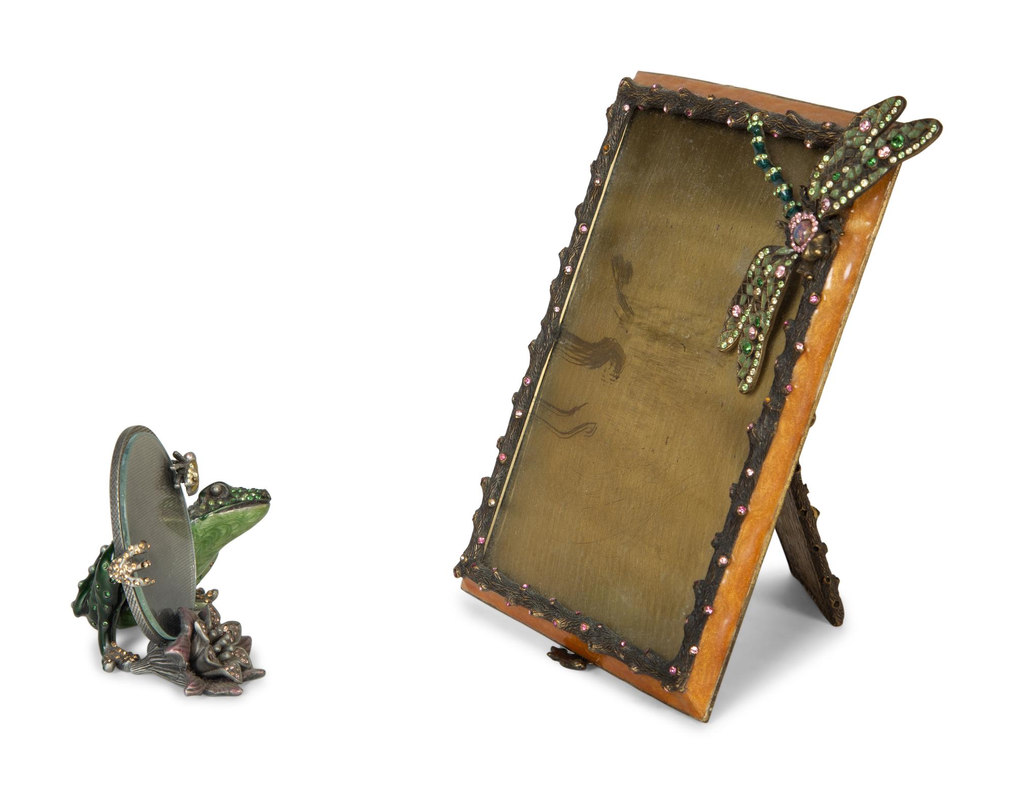 Two Jay Strongwater Enameled and Jeweled Picture Frames