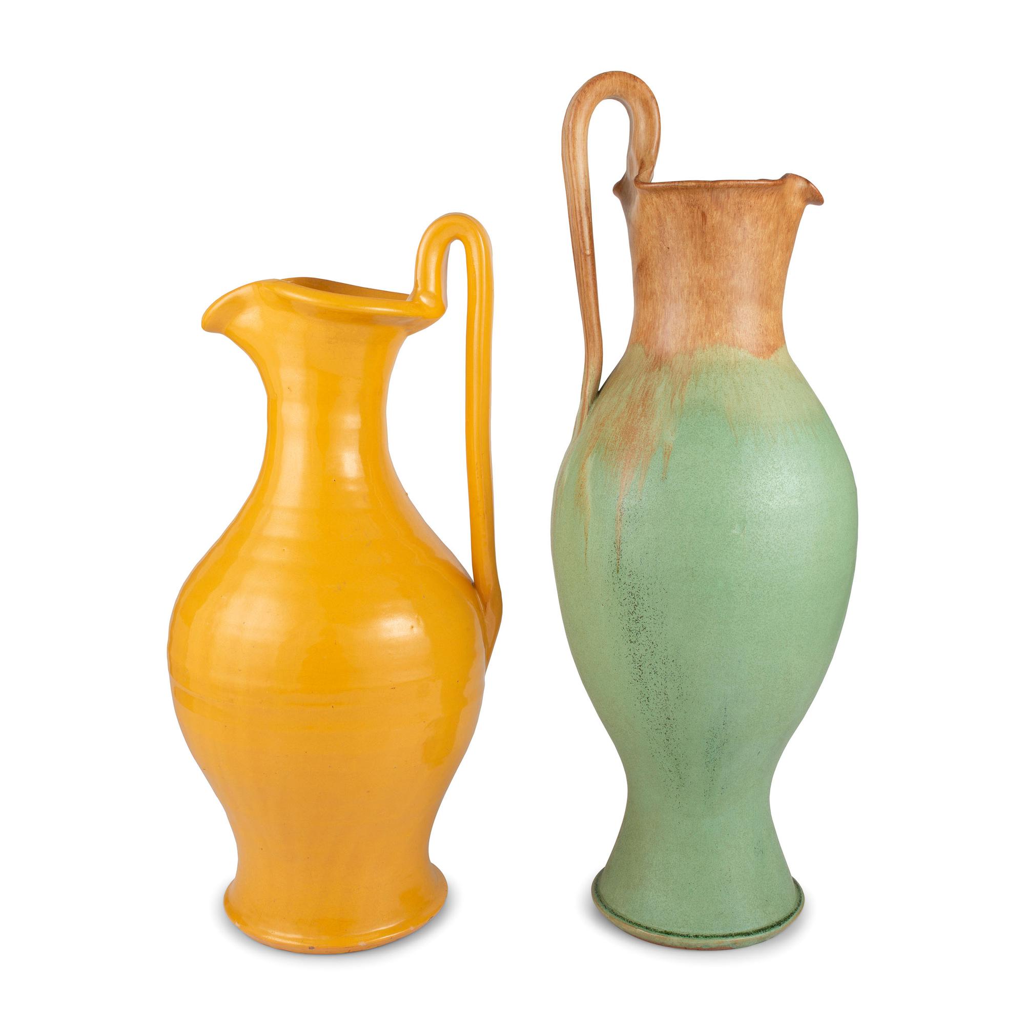 Two Large Art Pottery Ewers, Attributed to Cole Family