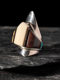 Silver Shield Ring, with Inlay