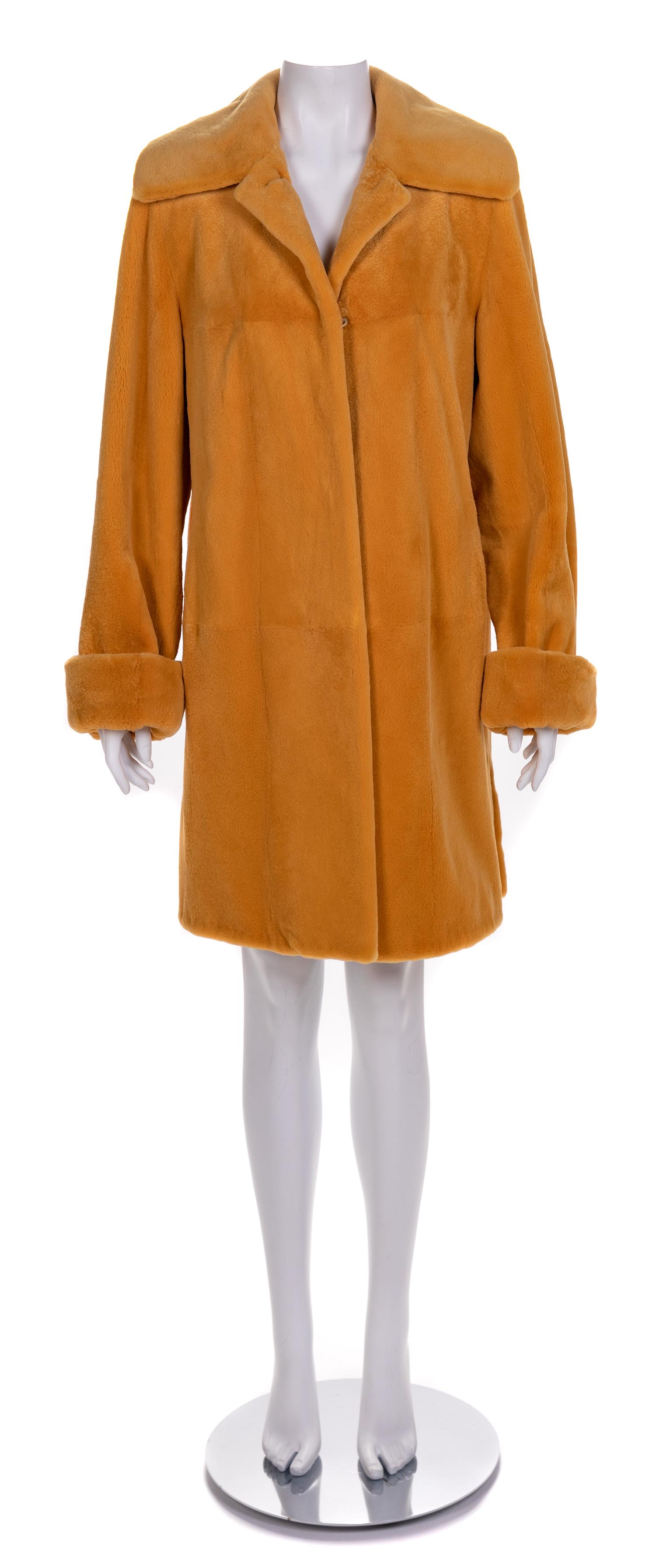 Bisang Couture Orange Shaved Mink Coat, 2000s No size label