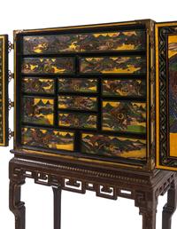 A Chinese Export Lacquer Collector's Cabinet on Stand