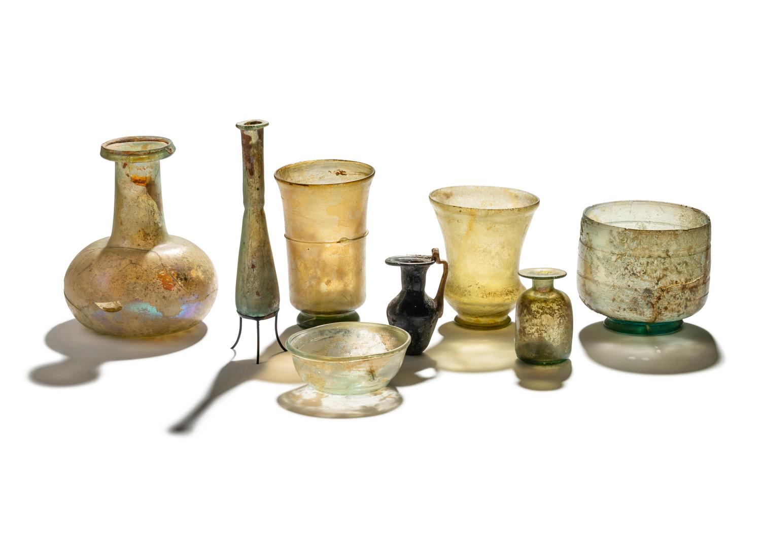 Eight Roman Glass Vessels