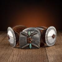 Navajo First Phase Silver and Turquoise Concha Belt