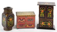 Two Italian Painted Miniature Chests Height of taller 9 inches.