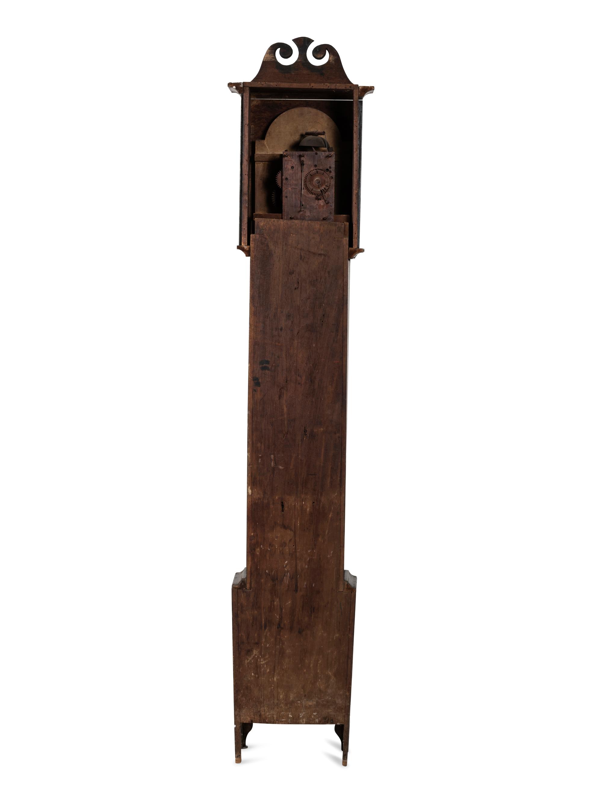 A Federal Red Grain-Painted Case Clock