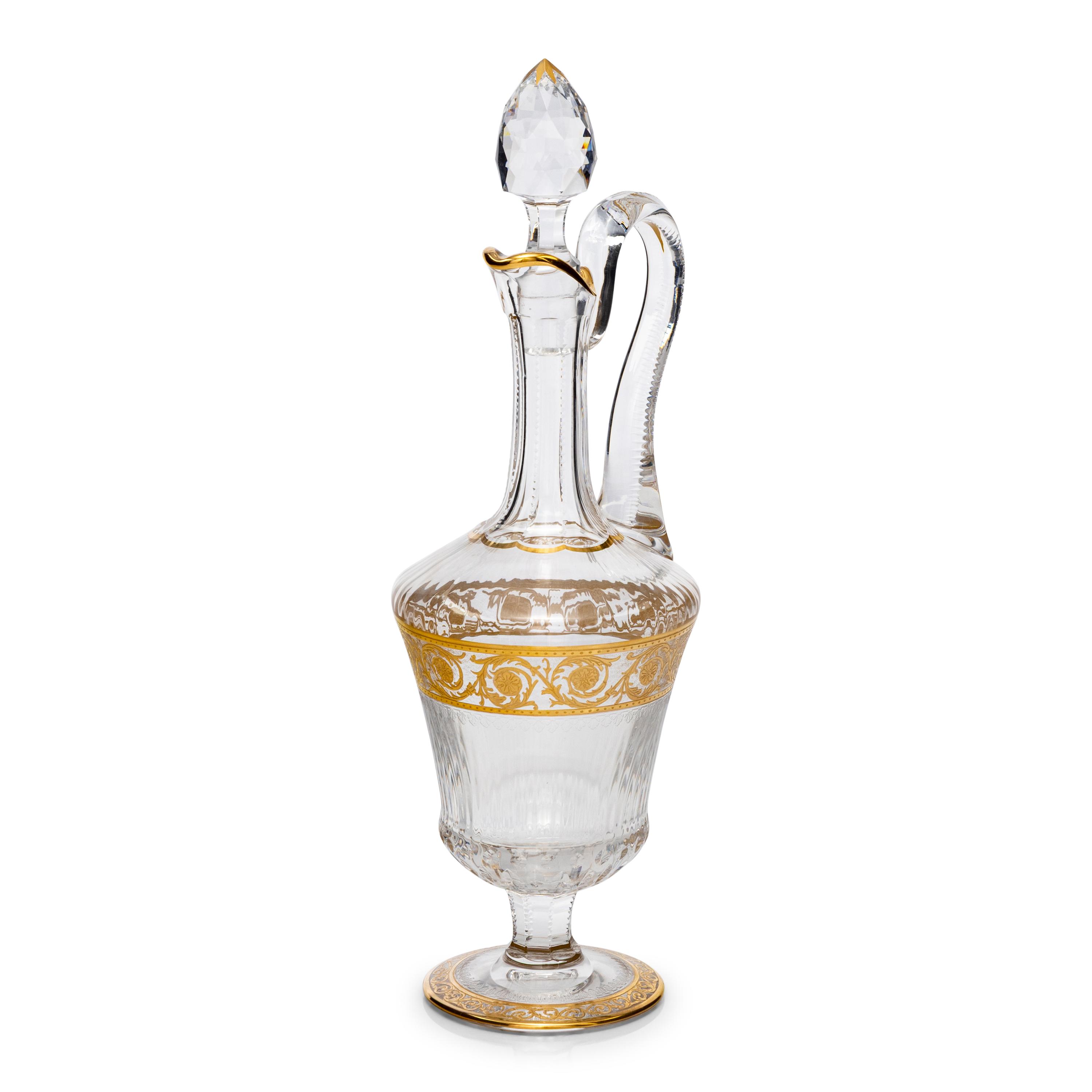 A Saint-Louis Thistle Gilt Decorated Wine Ewer