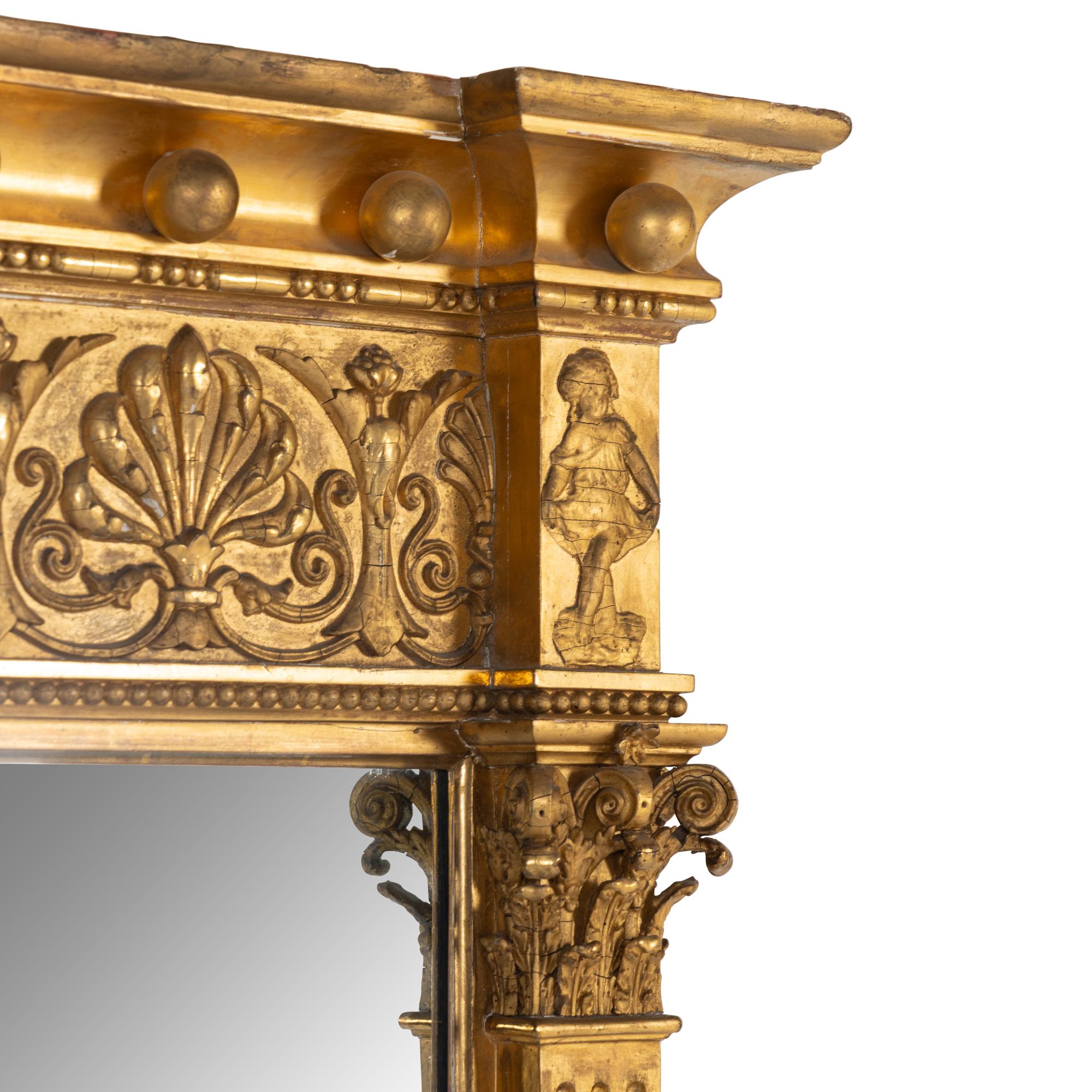 A Large Neoclassical Style Giltwood Mirror