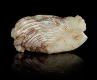 A Near-White and Russet Jade 'Shell' Ink Palette — LIKELY MING DYNASTY