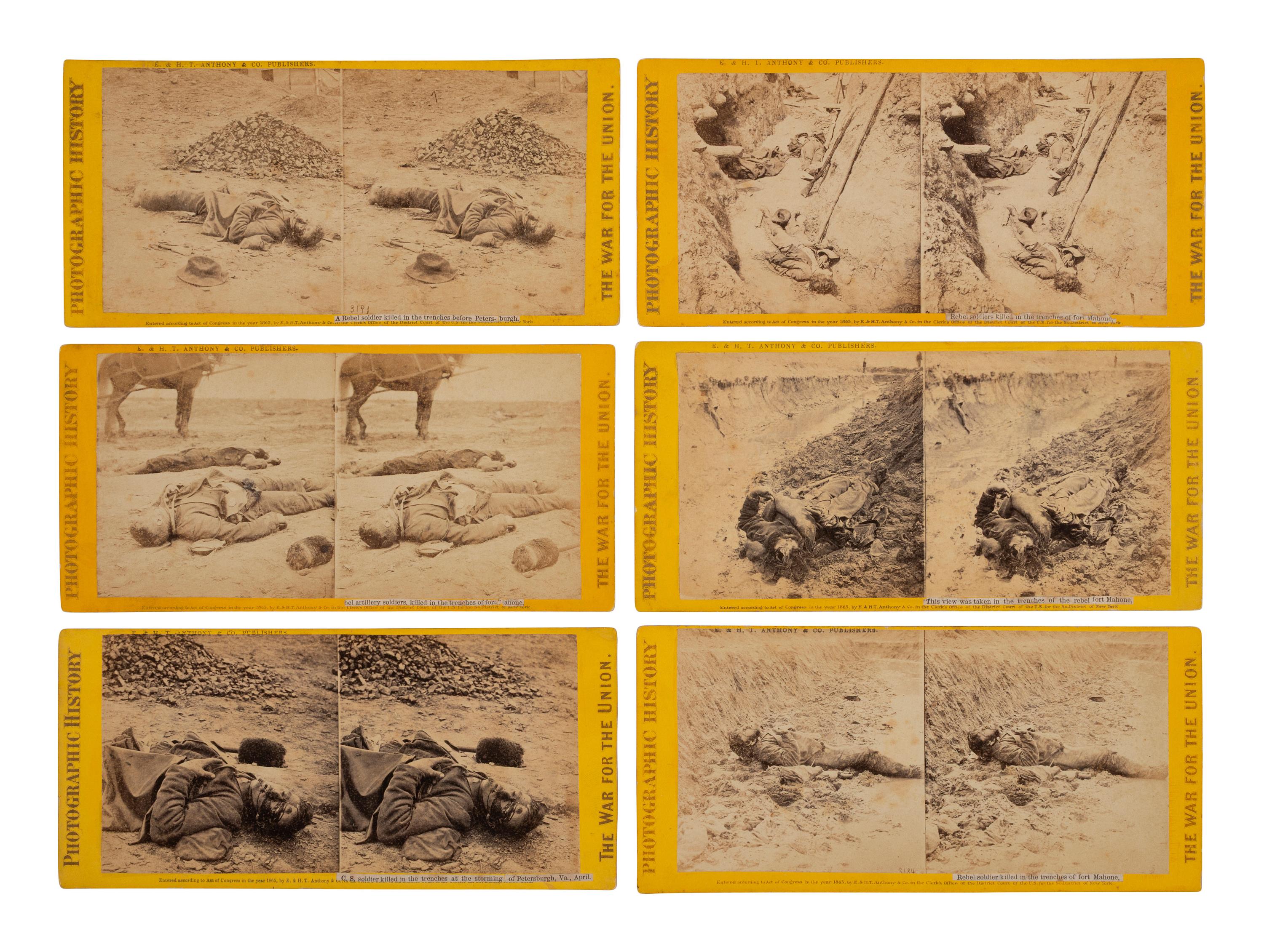 [CIVIL WAR]. 12 stereoviews of deceased Confederate soldiers New York: E. & H. T. Anthony & Co.