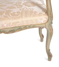 A Continental Painted and Parcel Gilt Bench