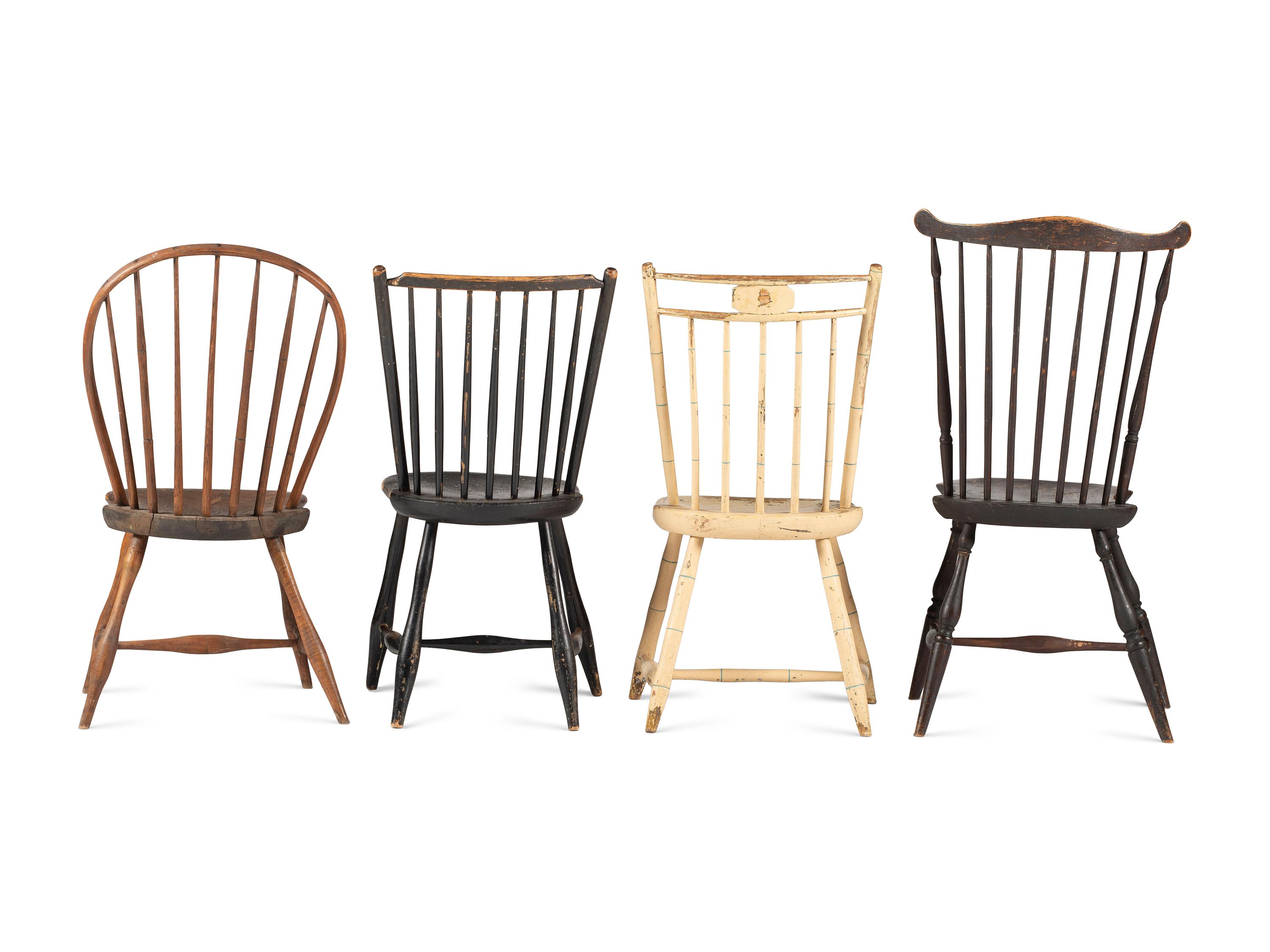 An Assembled Group of Four Windsor Chairs