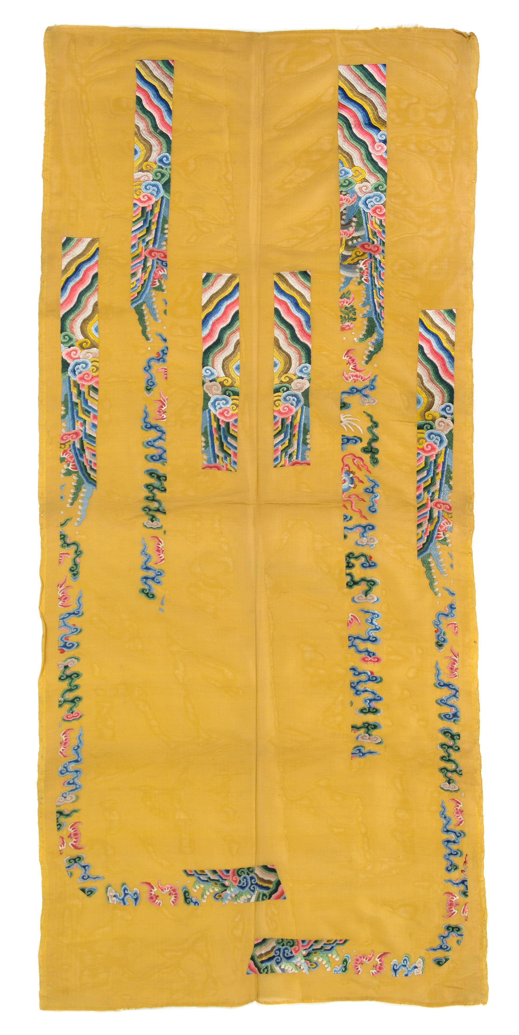 A Chinese Imperial Yellow Uncut Gauze Panel for Robe 18TH CENTURY 67 1/4 x 30 1/2 inches. — 18TH CENTURY