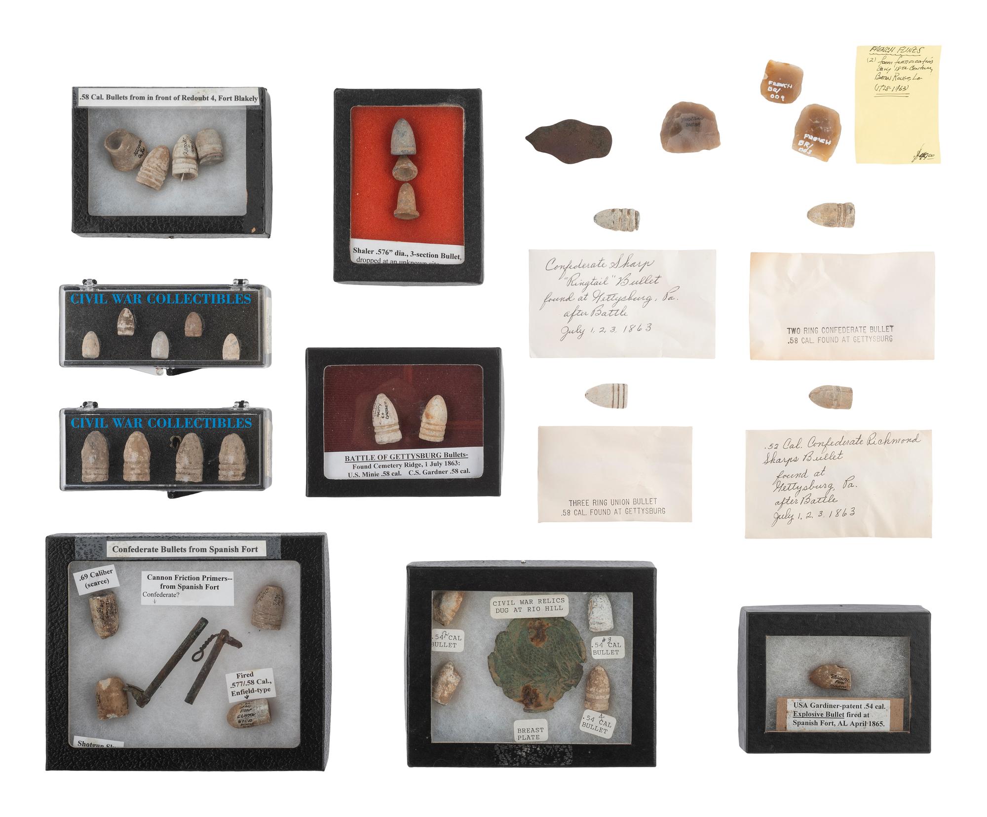 [MILITARIA]. Large collection of excavated relics from American battlefields. Ca 18th-19th century.