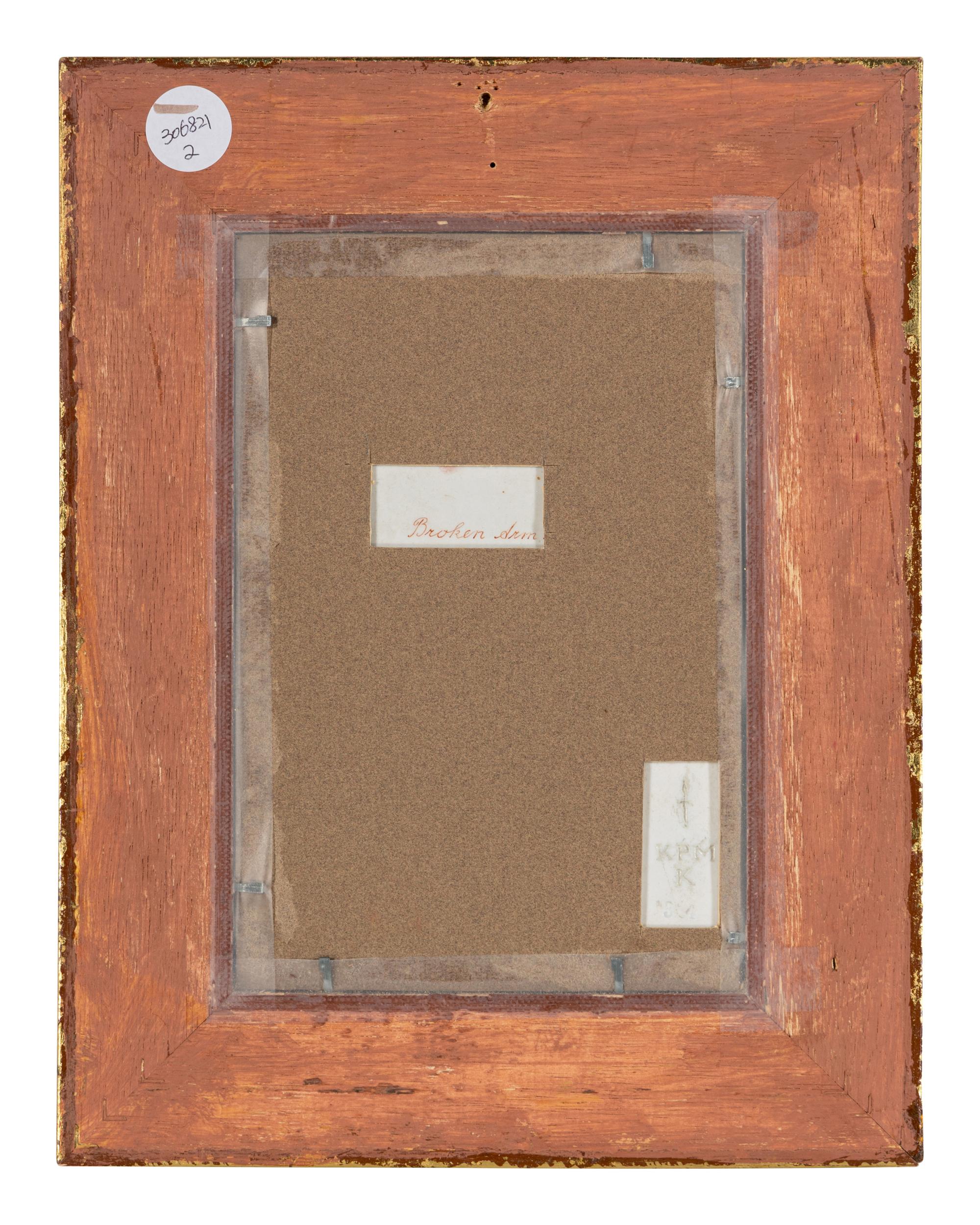 A Painted Porcelain Plaque in a Giltwood Frame