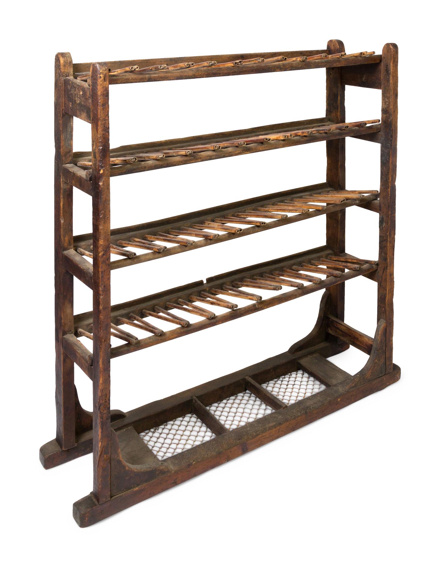 A Continental Oak and Bamboo Wine Rack