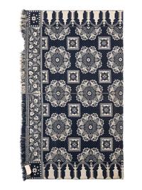 A Blue and White Jacquard Woven Coverlet