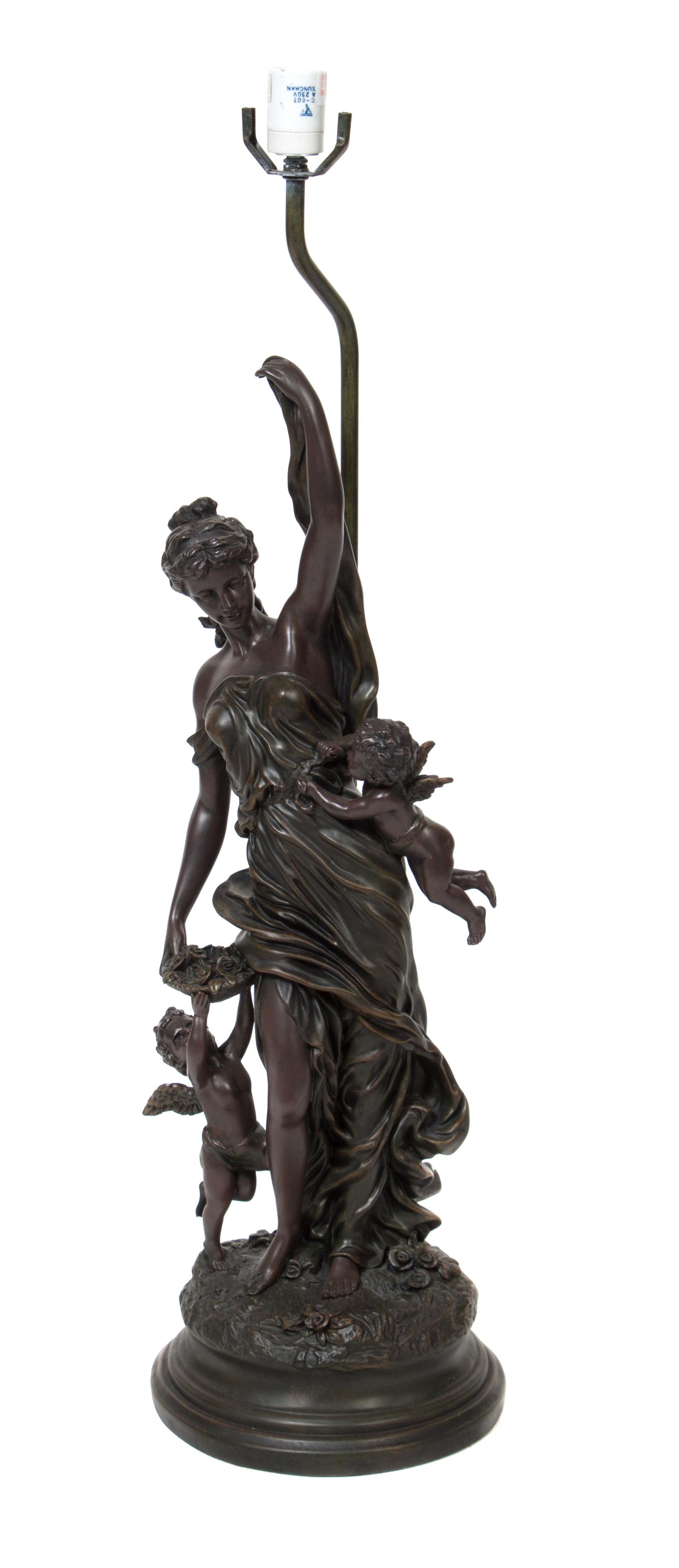 A Neoclassical Style Composite Figural Lamp Height overall 44 inches. — SECOND HALF 20TH CENTURY