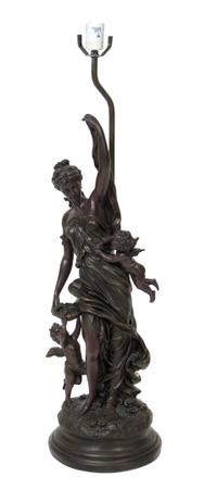 A Neoclassical Style Composite Figural Lamp Height overall 44 inches. — SECOND HALF 20TH CENTURY