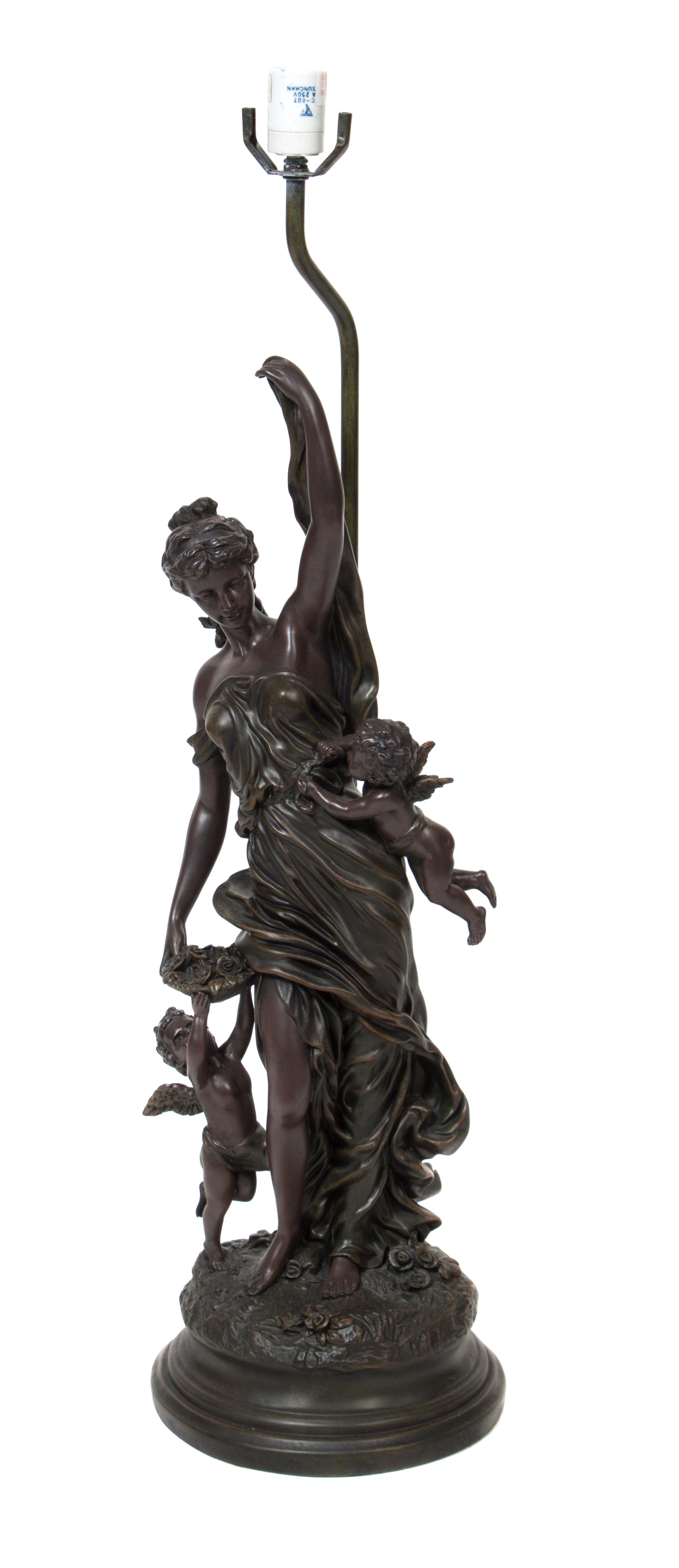 A Neoclassical Style Composite Figural Lamp Height overall 44 inches. — SECOND HALF 20TH CENTURY