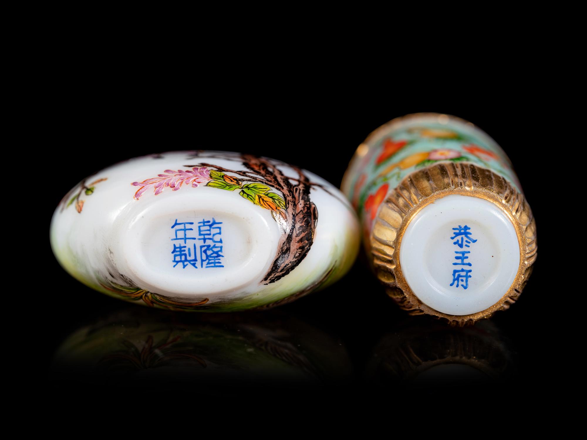 Nine Chinese Painted Glass Snuff Bottles